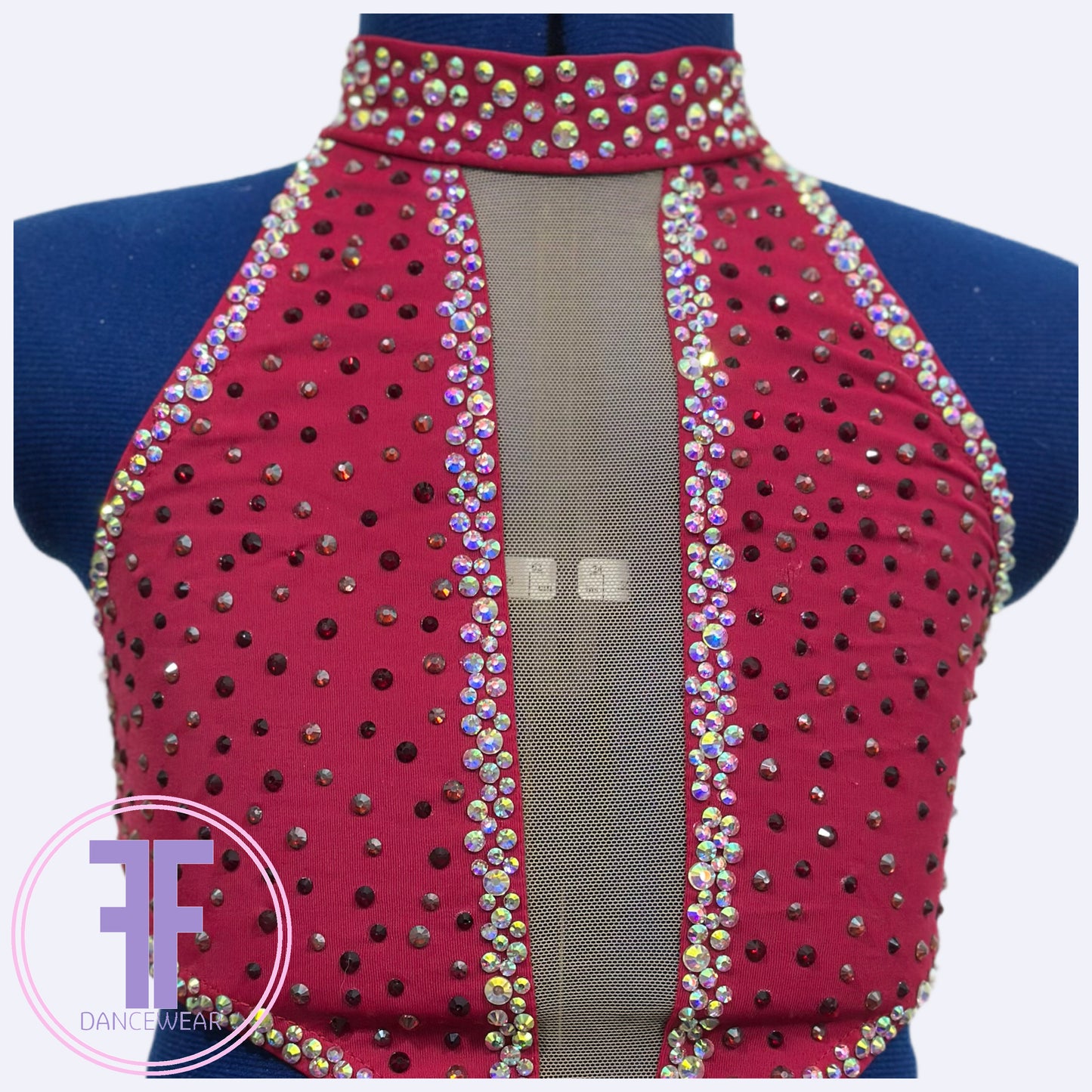 BESPOKE Burgundy Feather Bustle Stoned Modern / Tap Dance Costume (9/10 yrs)
