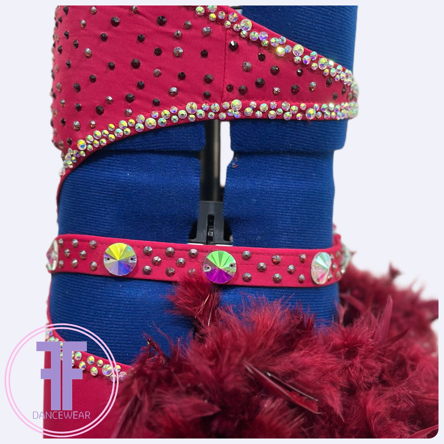 BESPOKE Burgundy Feather Bustle Stoned Modern / Tap Dance Costume (9/10 yrs)