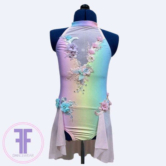 BESPOKE Pastel Rainbow & Pink Lyrical / Contemporary Dance Costume (9/10 yrs)