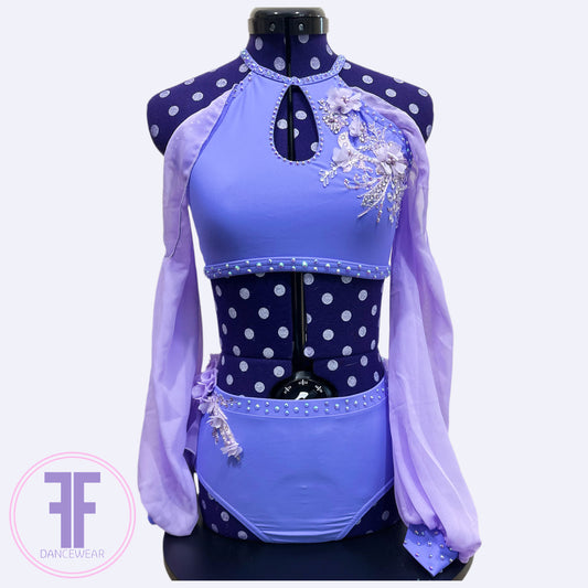 BESPOKE Lilac Stoned Chiffon Lyrical / Contemporary  Dance Costume Two Piece (Adult XS)