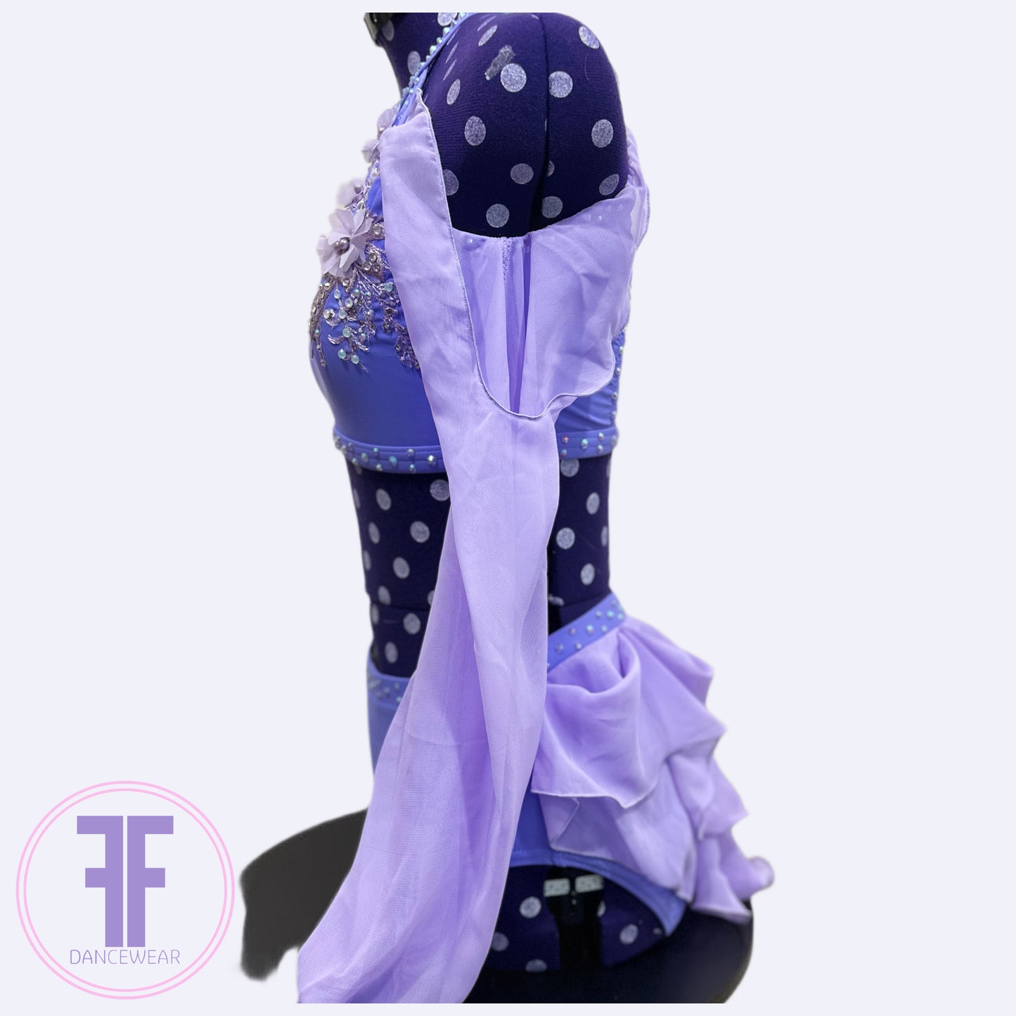 BESPOKE Lilac Stoned Chiffon Lyrical / Contemporary Dance Costume Two Piece (Adult XS)