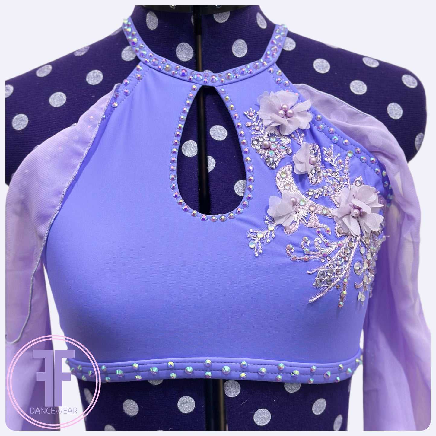BESPOKE Lilac Stoned Chiffon Lyrical / Contemporary Dance Costume Two Piece (Adult XS)
