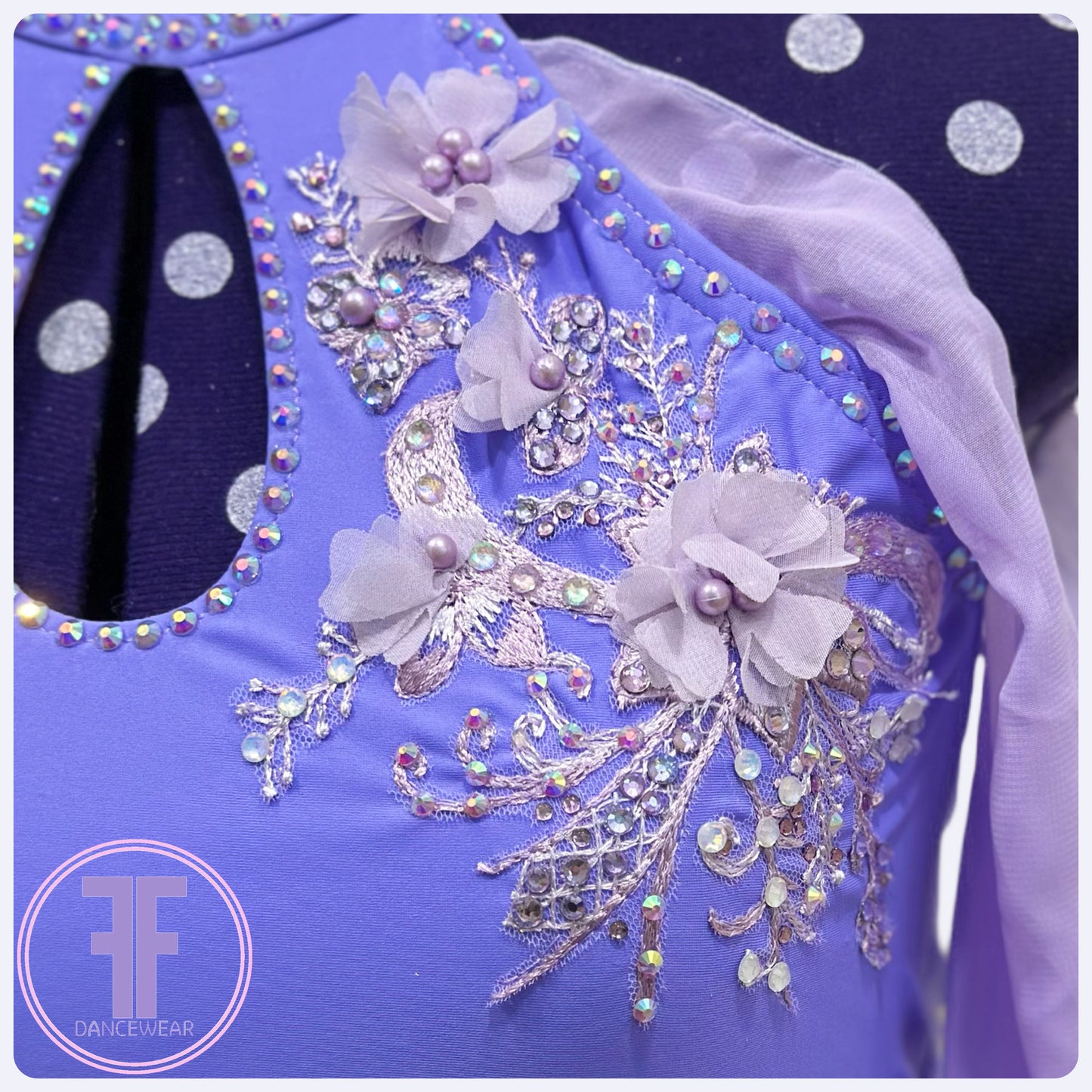 BESPOKE Lilac Stoned Chiffon Lyrical / Contemporary Dance Costume Two Piece (Adult XS)