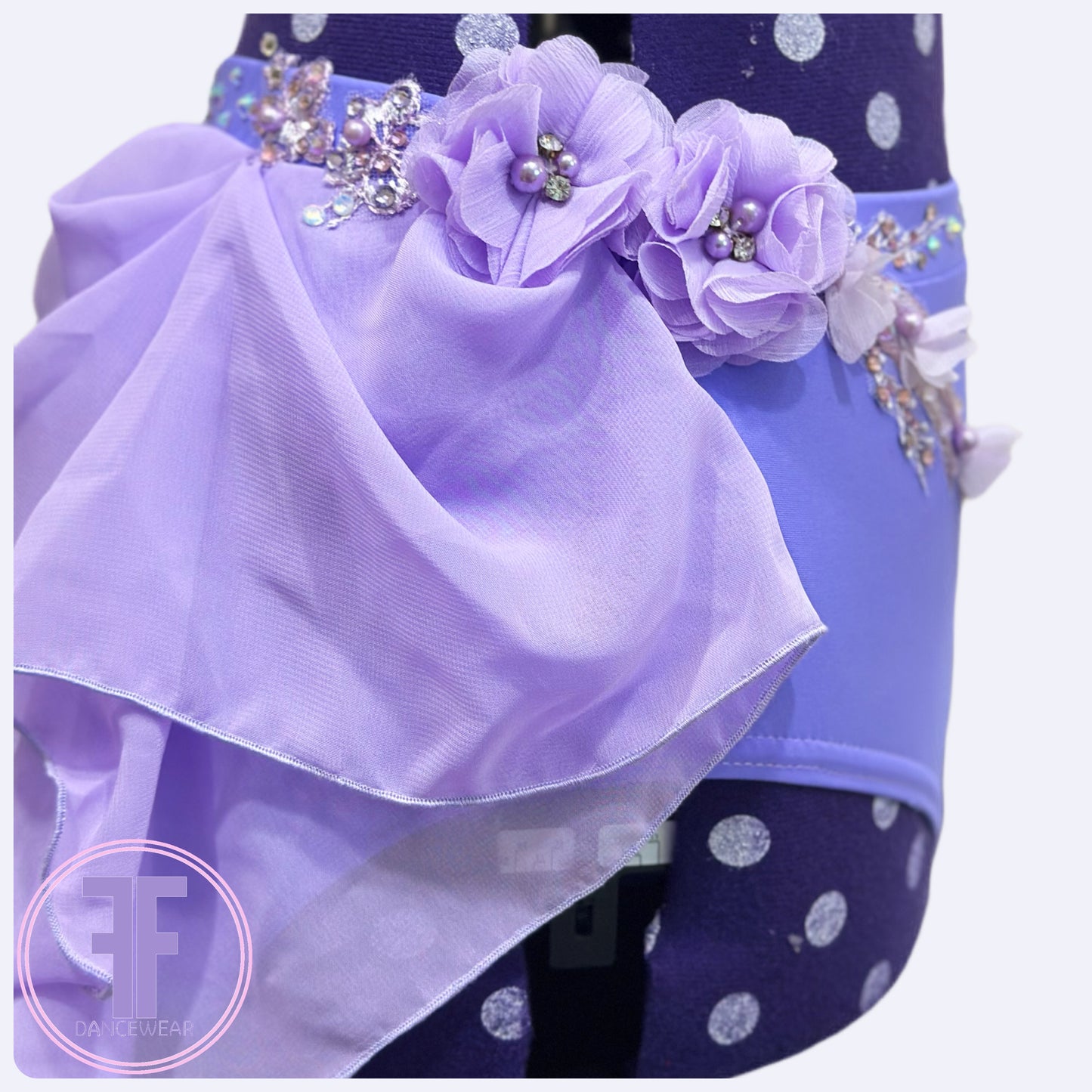 BESPOKE Lilac Stoned Chiffon Lyrical / Contemporary Dance Costume Two Piece (Adult XS)