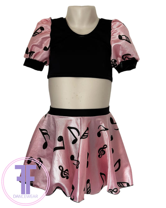 Black & Pink Musical Notes Modern / Tap Dance Costume