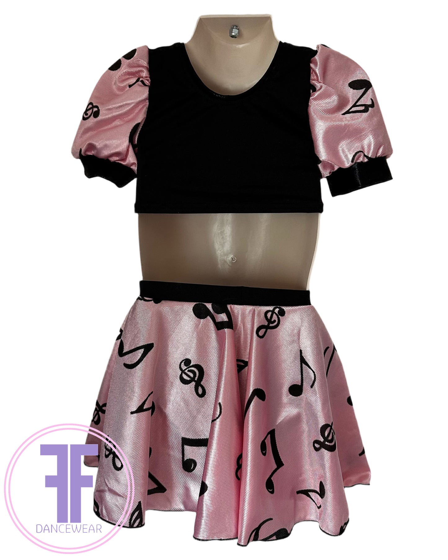 Black & Pink Musical Notes Modern / Tap Dance Costume