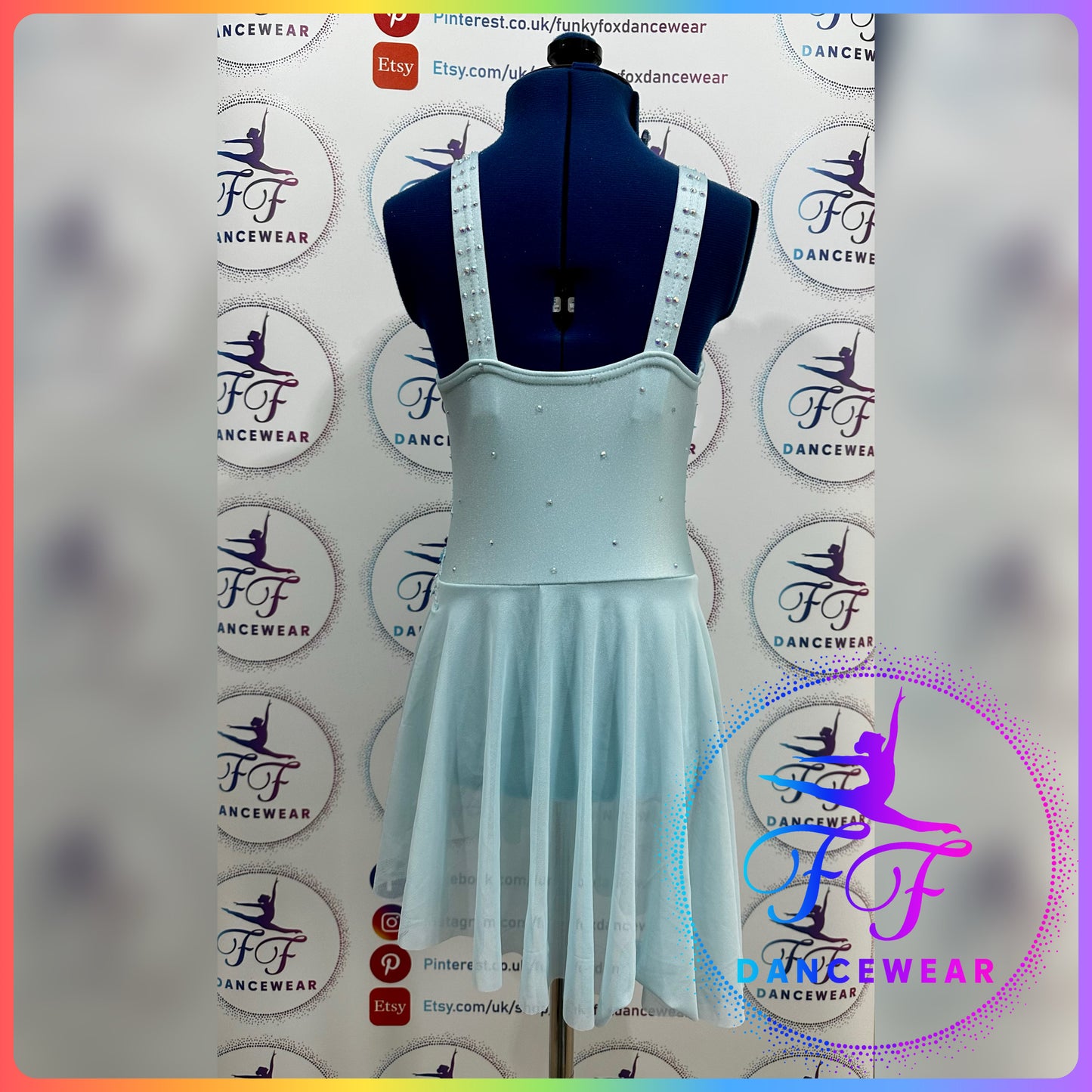 BESPOKE Aqua Blue Wide Strap Leotard Lyrical / Contemporary Dance Costume (Size 1 7/8 yrs)