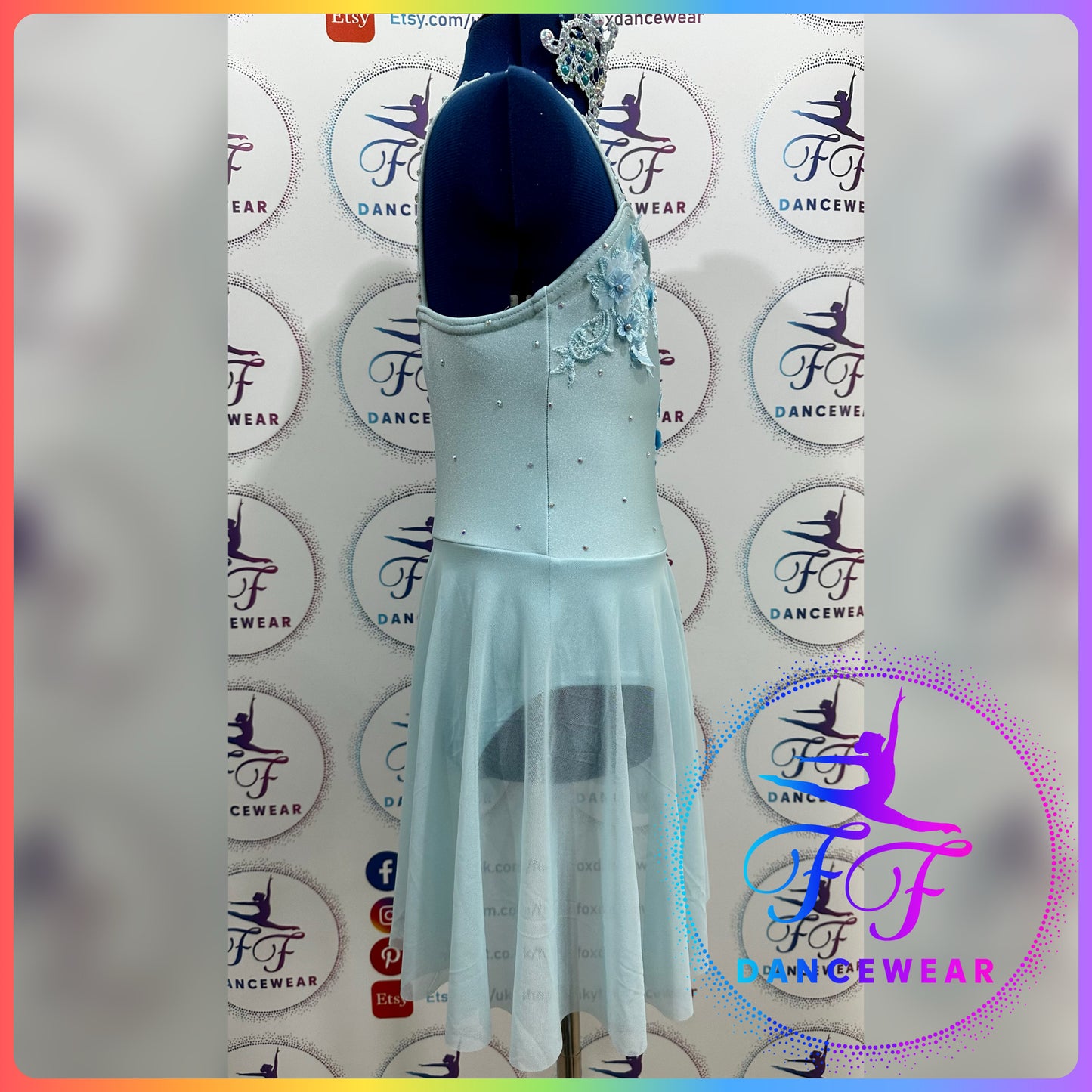 BESPOKE Aqua Blue Wide Strap Leotard Lyrical / Contemporary Dance Costume (Size 1 7/8 yrs)