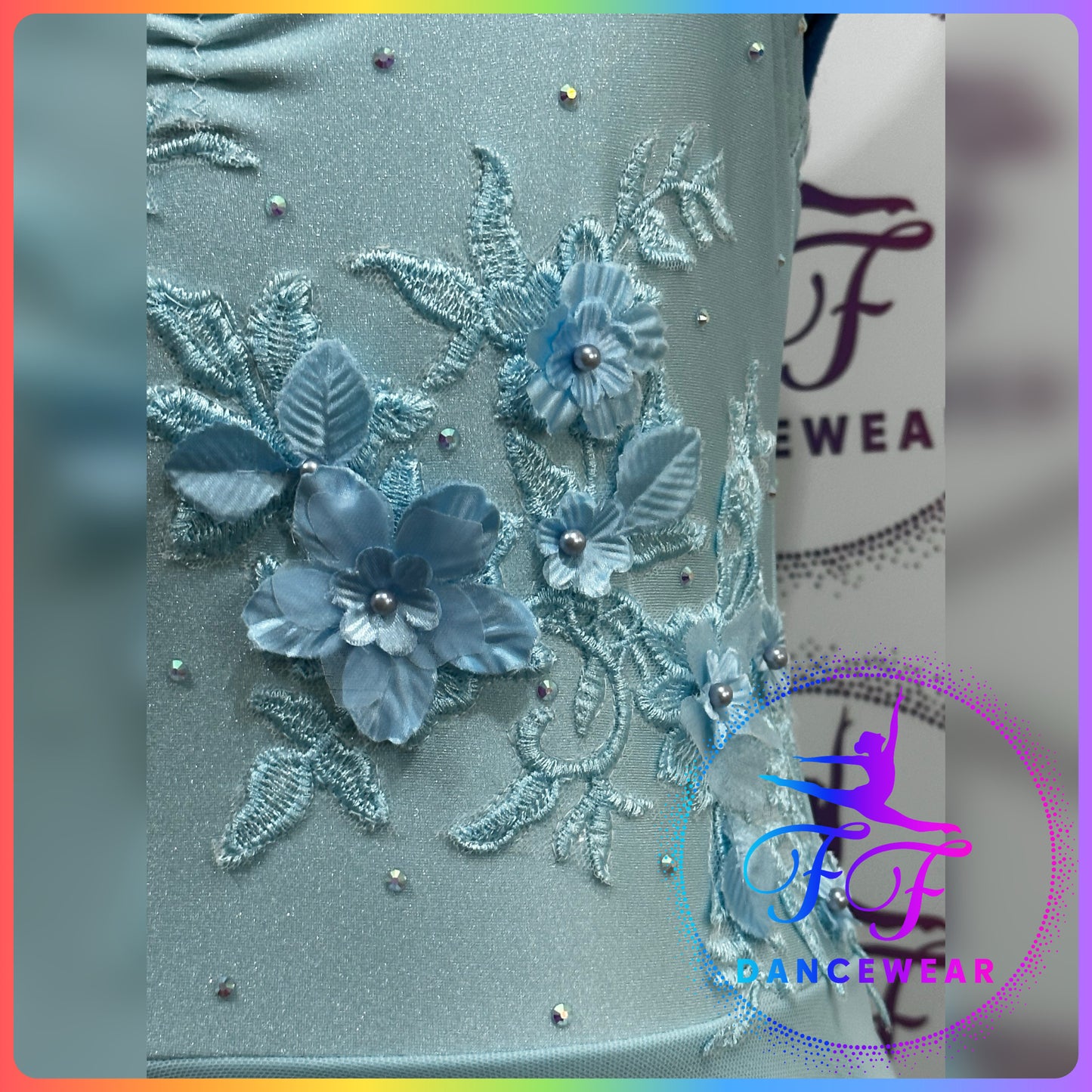 BESPOKE Aqua Blue Wide Strap Leotard Lyrical / Contemporary Dance Costume (Size 1 7/8 yrs)