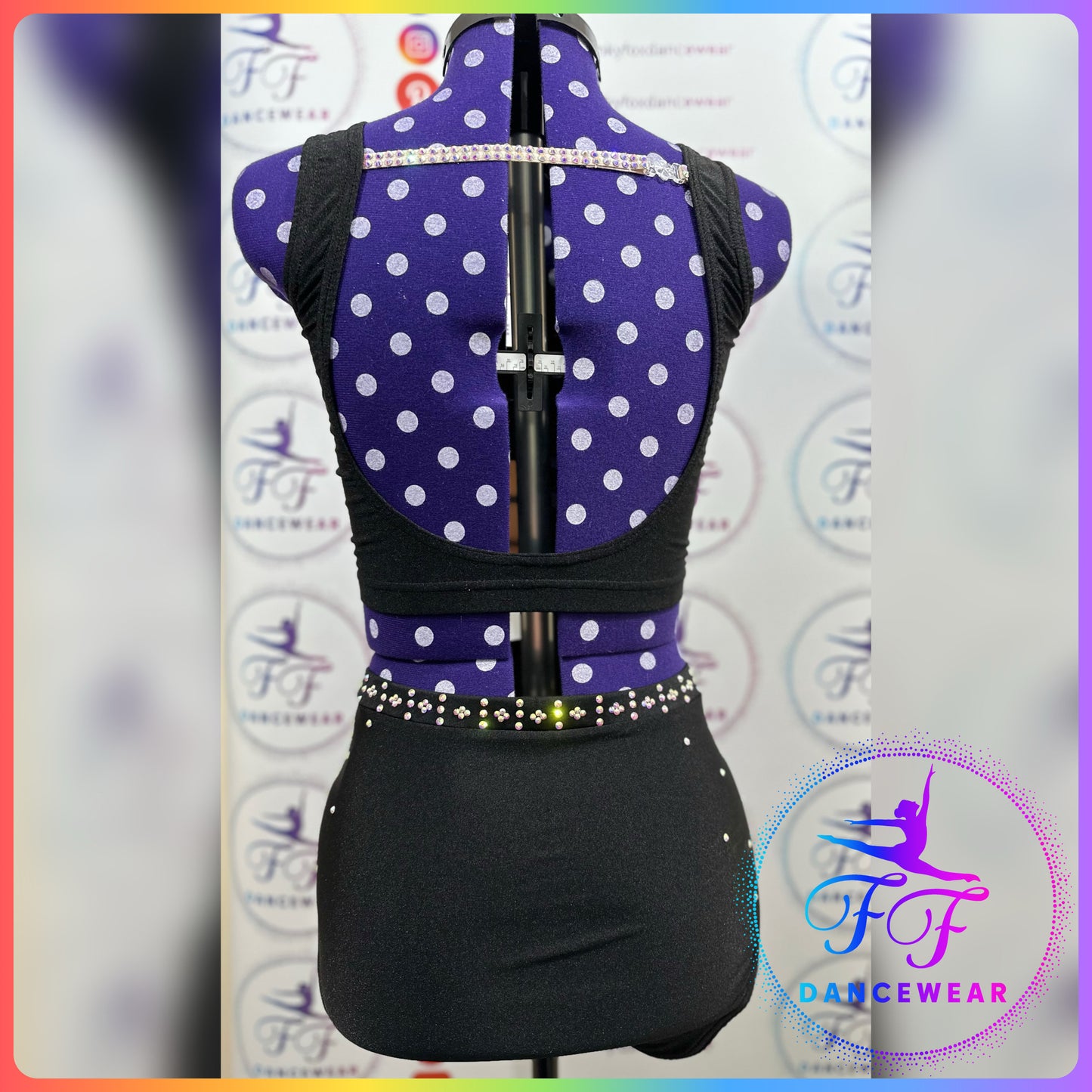 BESPOKE Black & Nude Stoned Modern / Tap / Jazz / Acro Dance Costume (Adult Small)