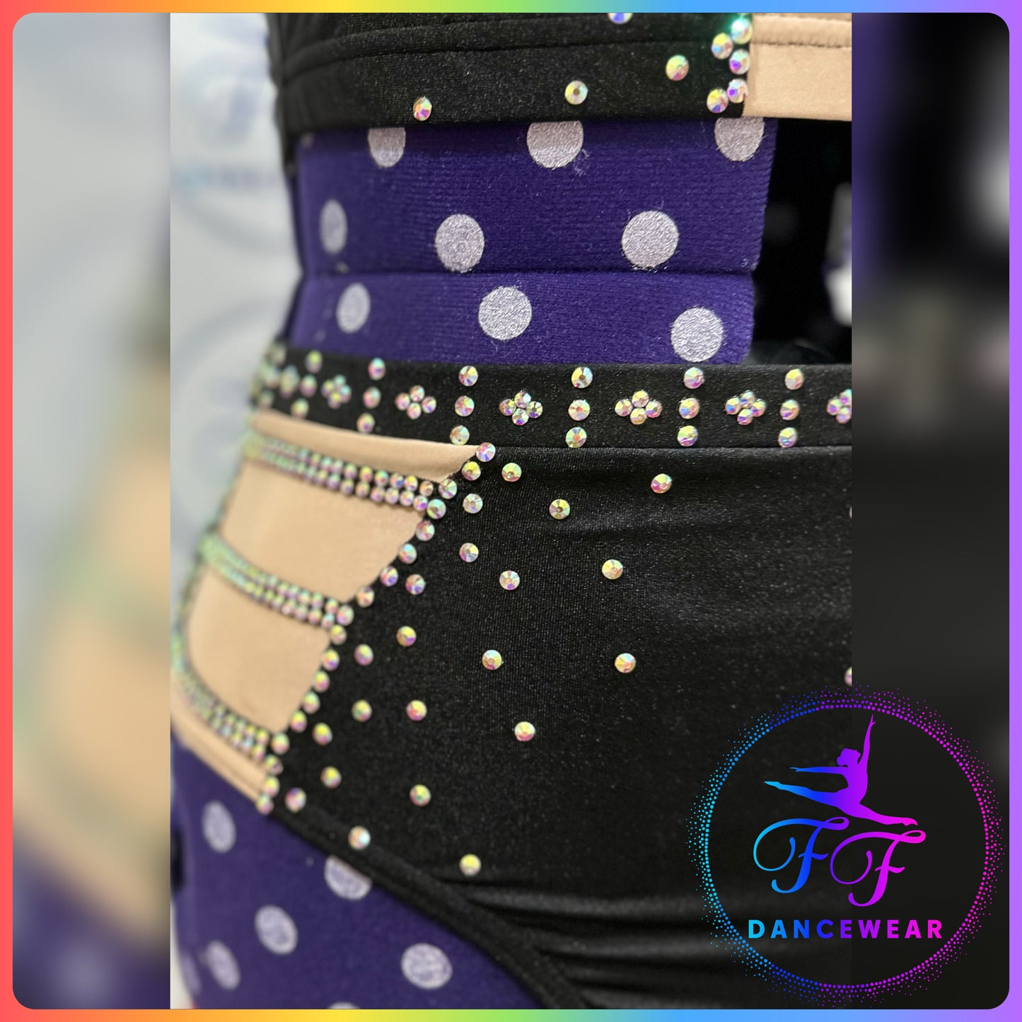 BESPOKE Black & Nude Stoned Modern / Tap / Jazz / Acro Dance Costume (Adult Small)