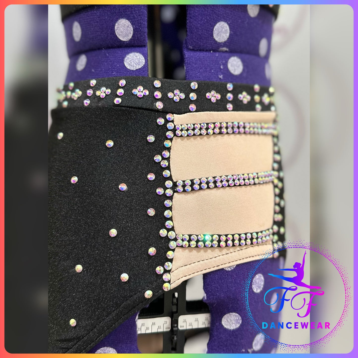BESPOKE Black & Nude Stoned Modern / Tap / Jazz / Acro Dance Costume (Adult Small)