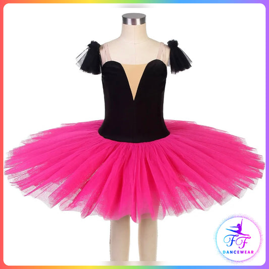 Black Velvet & Pink Stretch Pancake Ballet Tutu