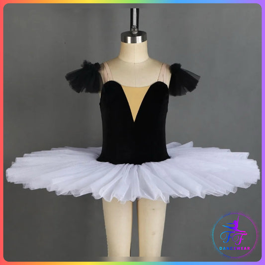 Black Velvet & White Stretch Pancake Ballet Tutu