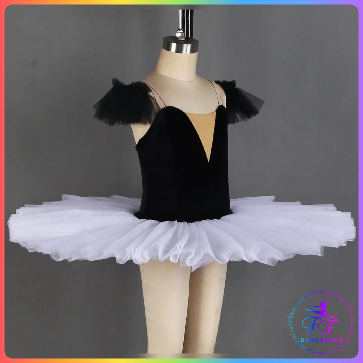 Black Velvet & White Stretch Pancake Ballet Tutu