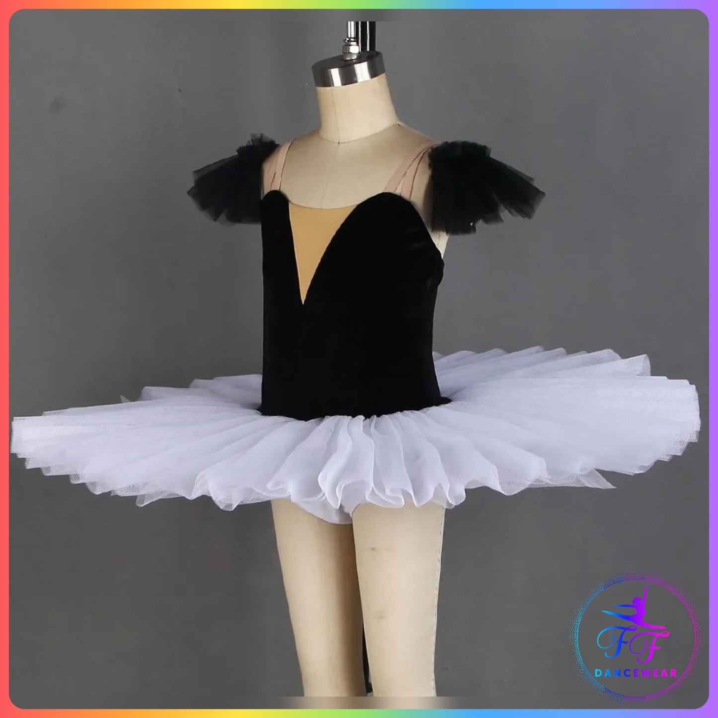 Black Velvet & White Stretch Pancake Ballet Tutu