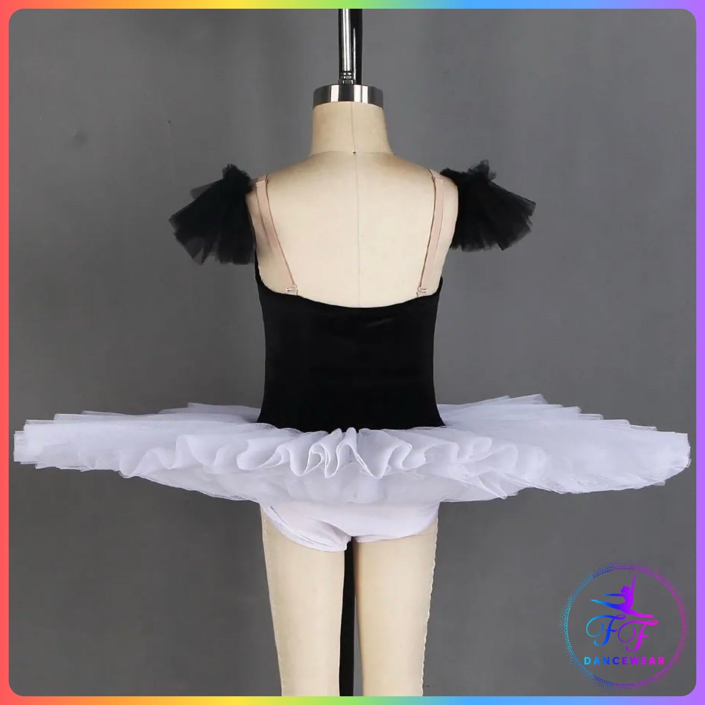 Black Velvet & White Stretch Pancake Ballet Tutu