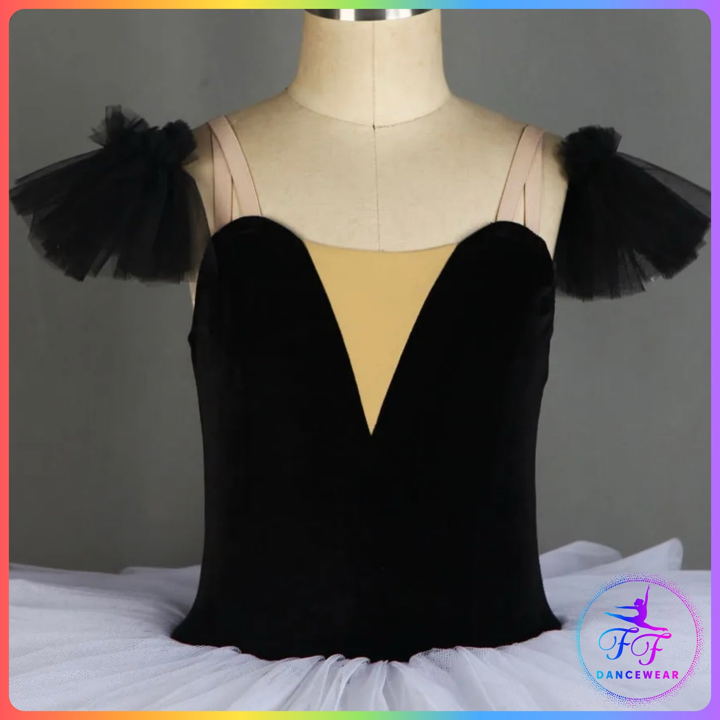 Black Velvet & White Stretch Pancake Ballet Tutu