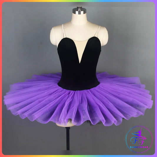Black Velvet & Purple Stretch Pancake Ballet Tutu