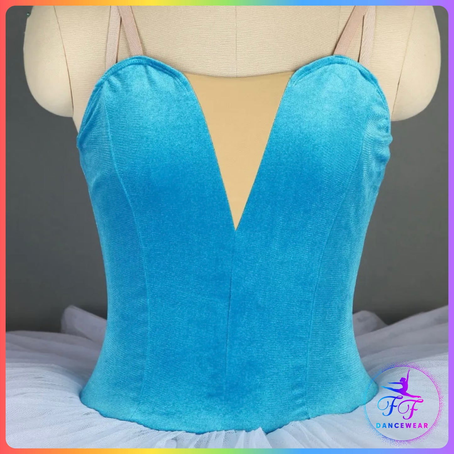 Turquoise Velvet & White Stretch Pancake Ballet Tutu