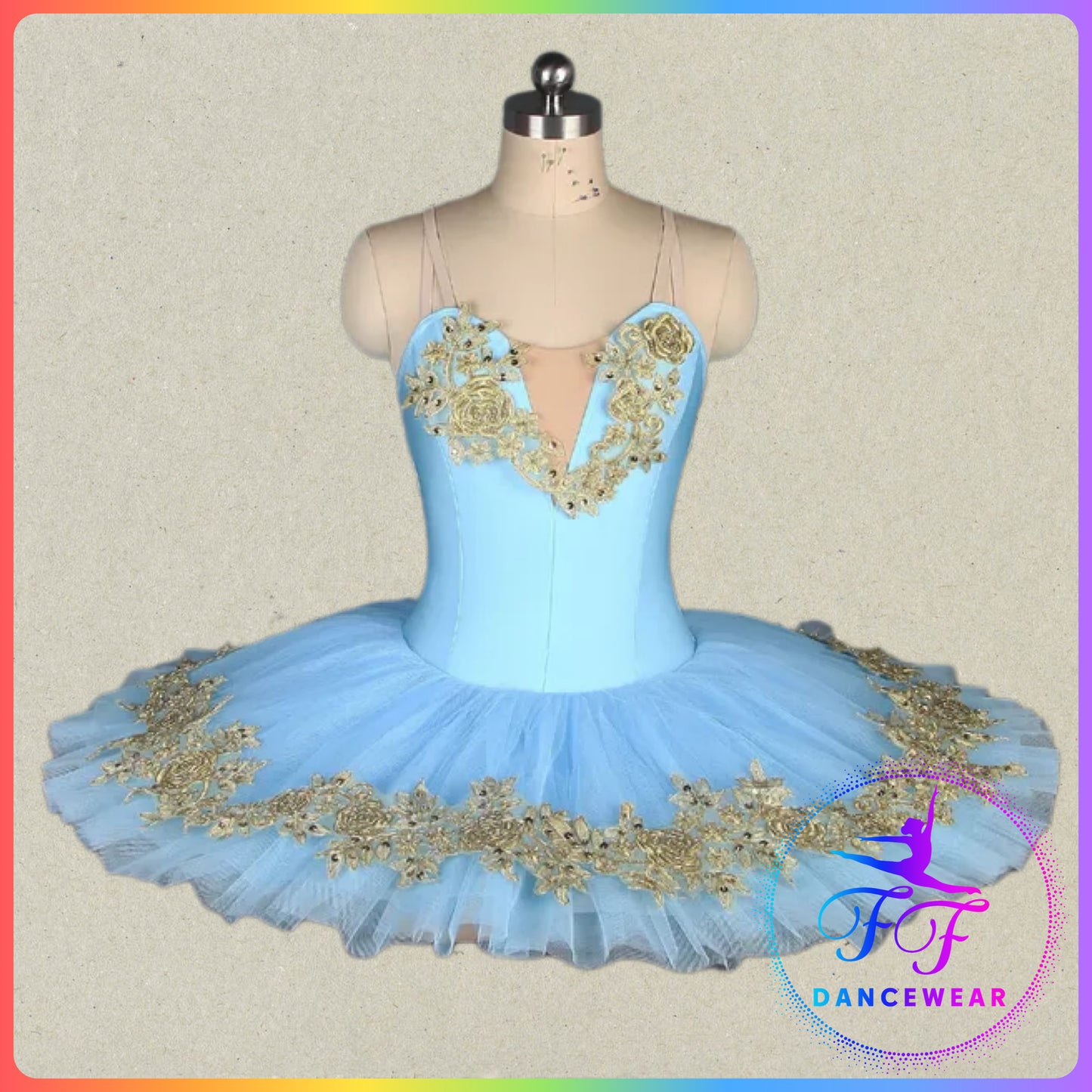 Blue Floral Trim Professional Ballet Pancake Tutu (Child & Adult Sizes)