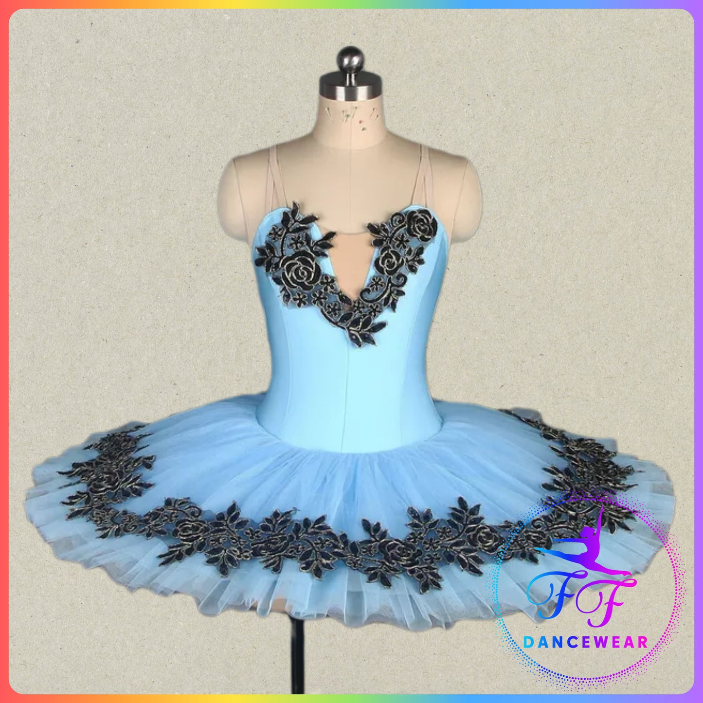 Blue Floral Trim Professional Ballet Pancake Tutu (Child & Adult Sizes)