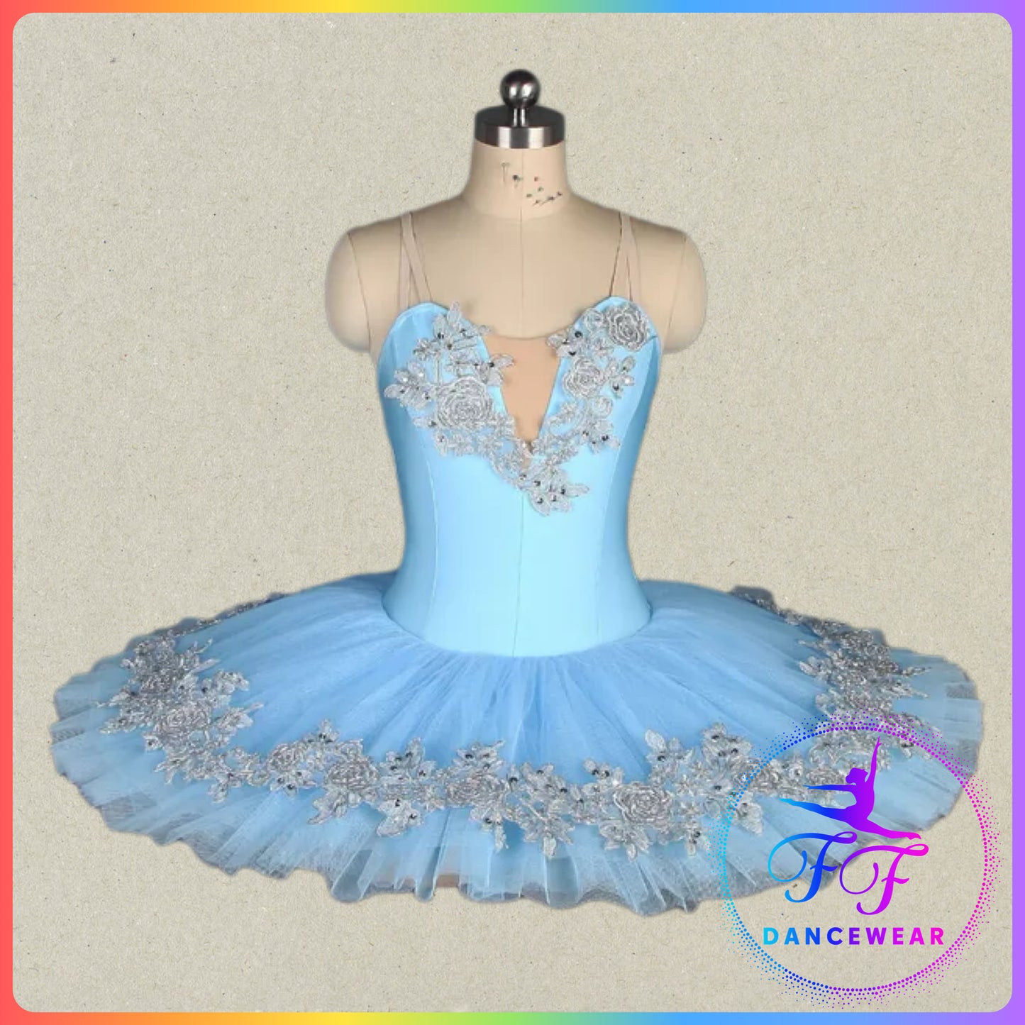 Blue Floral Trim Professional Ballet Pancake Tutu (Child & Adult Sizes)