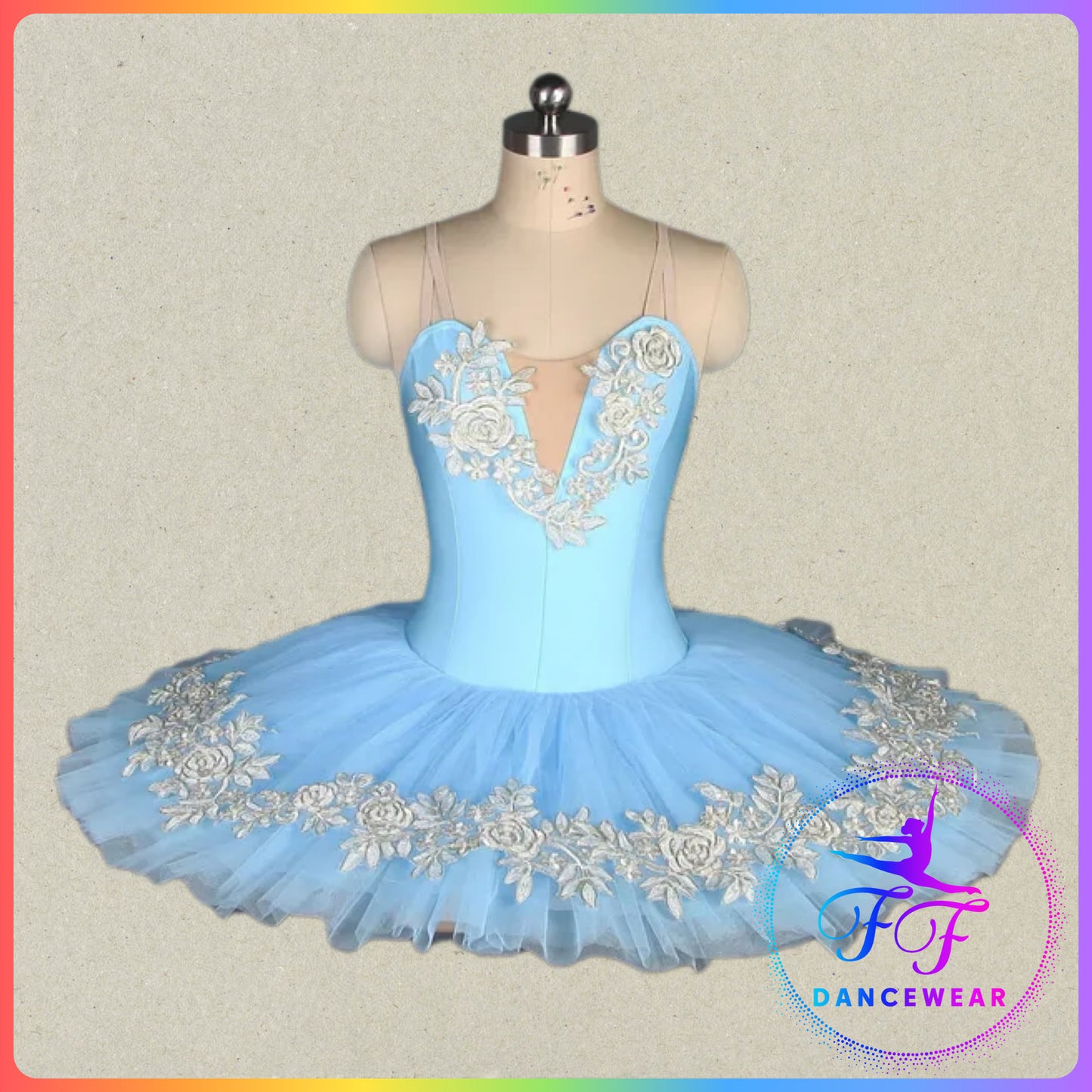 Blue Floral Trim Professional Ballet Pancake Tutu (Child & Adult Sizes)