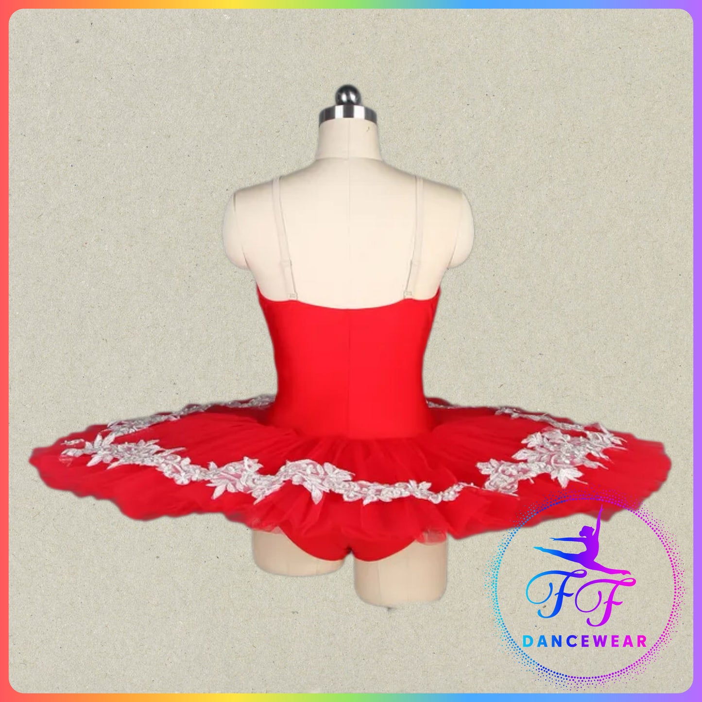Red Floral Trim Professional Ballet Pancake Tutu (Child & Adult Sizes)