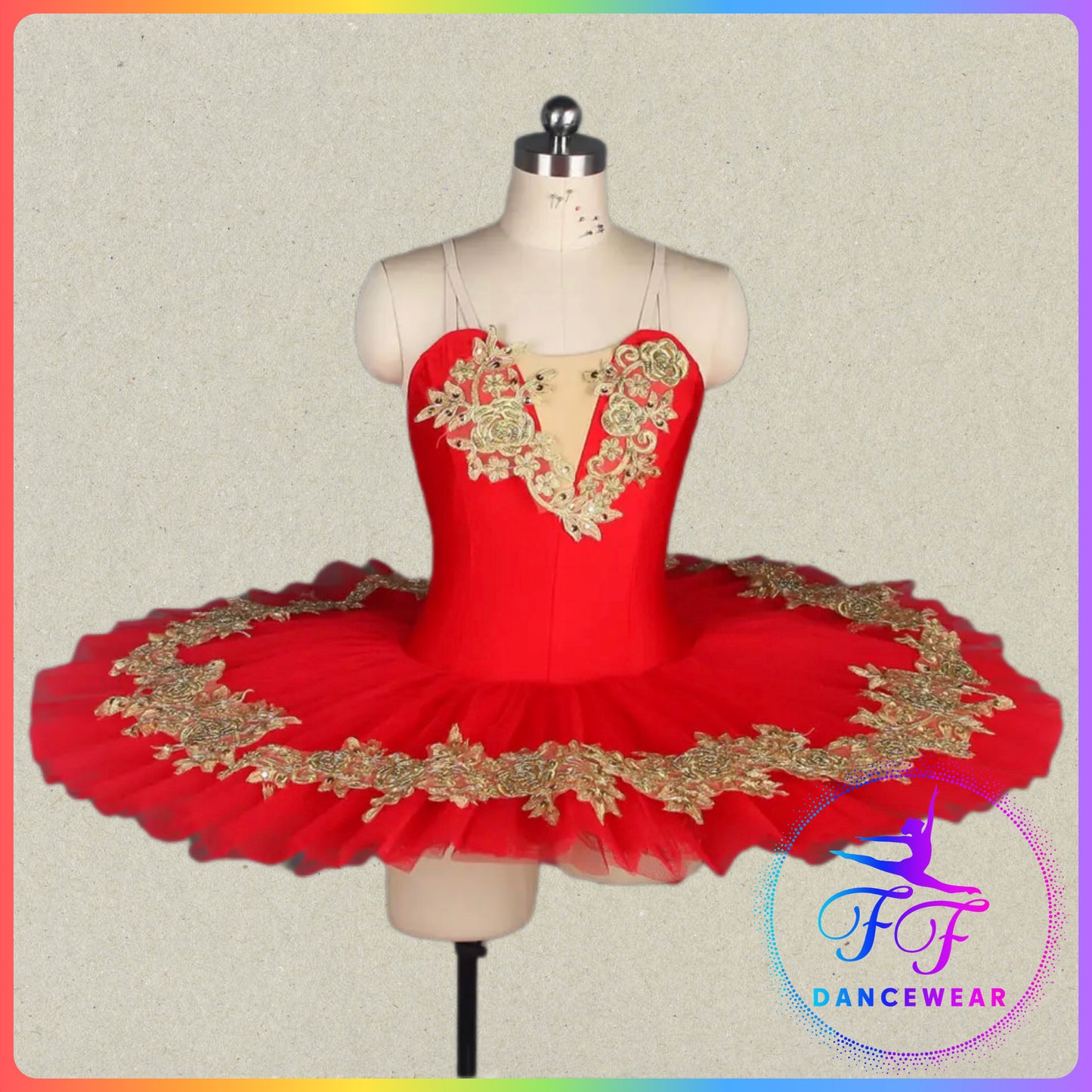 Red Floral Trim Professional Ballet Pancake Tutu (Child & Adult Sizes)