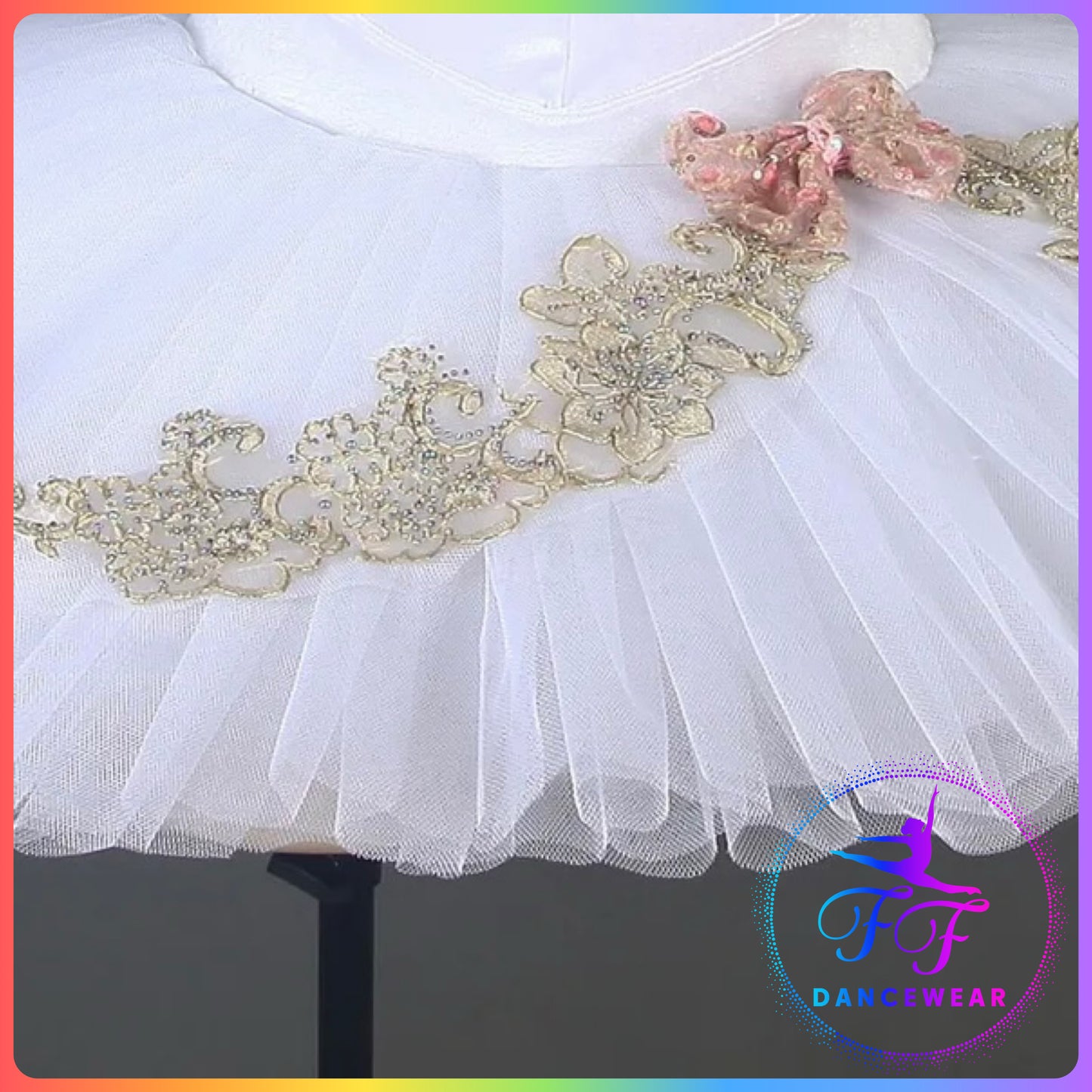 White Velvet Gold Trim Professional Ballet Pancake Tutu (Child & Adult Sizes)
