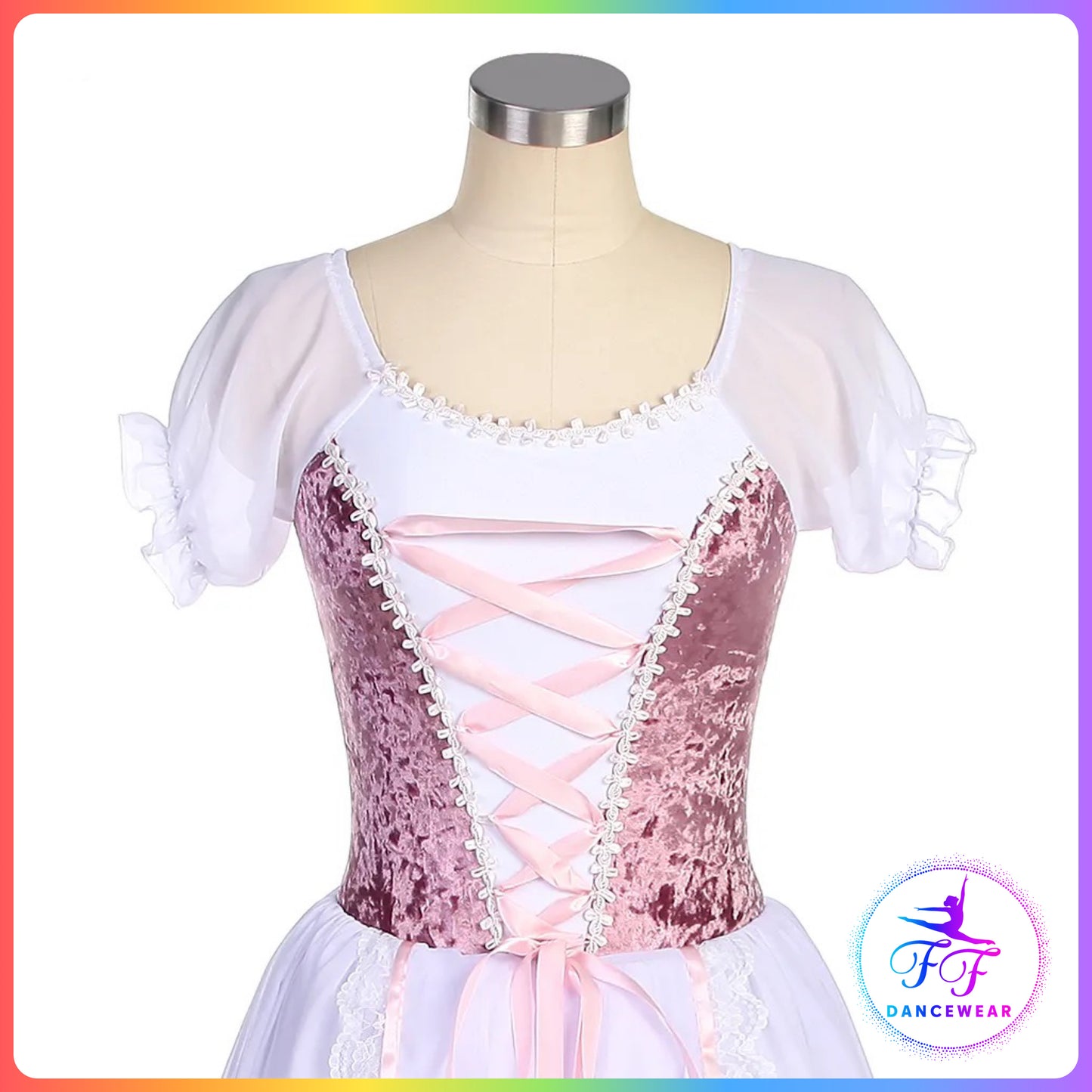 Pink & White Puff Sleeve Ballet Dress (Child & Adult Sizes)