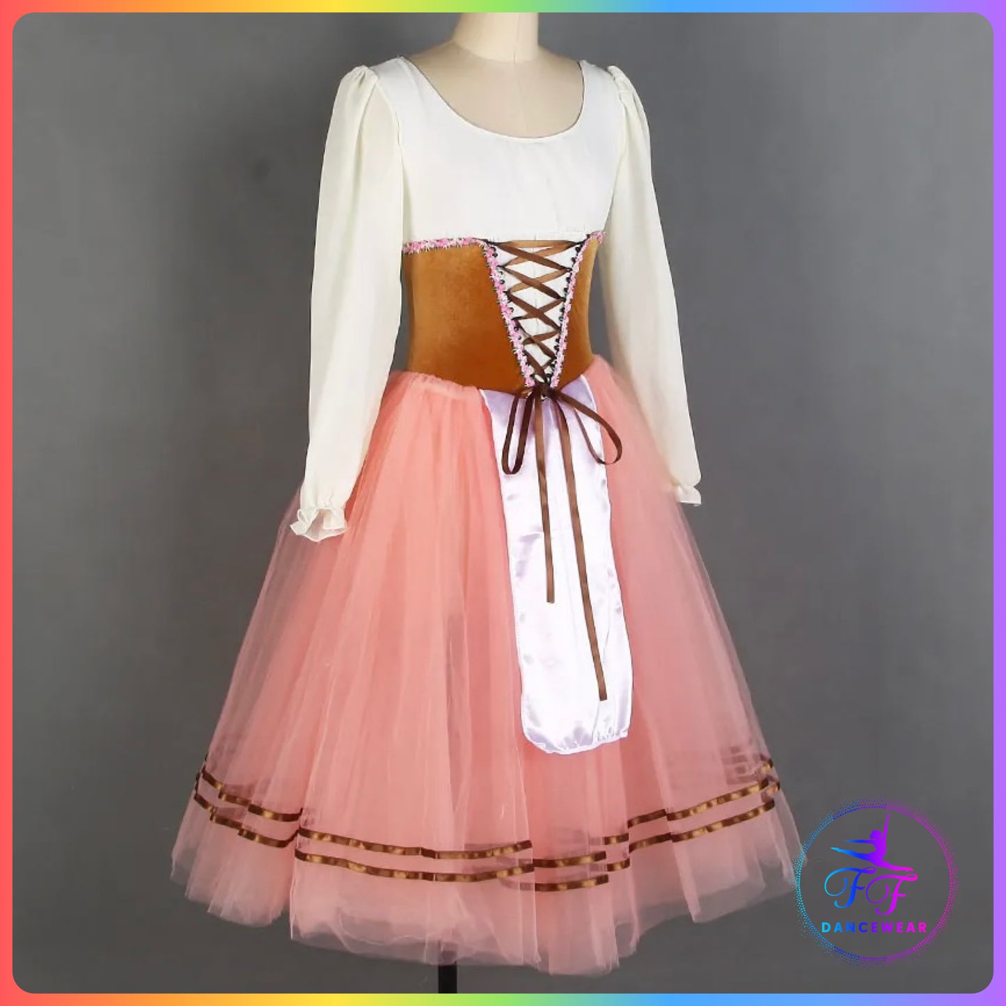 Long Sleeve Brown & Pink Romantic Tutu (Child & Adult Sizes)