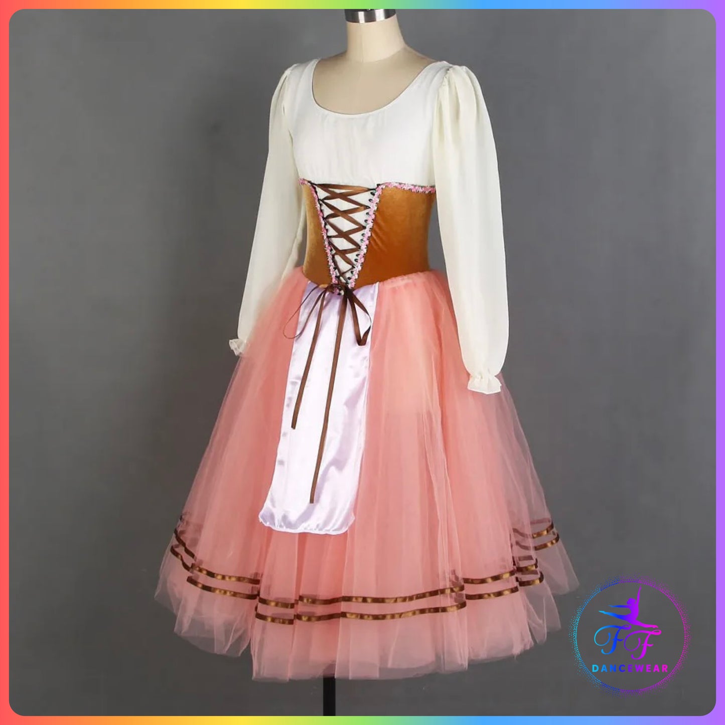 Long Sleeve Brown & Pink Romantic Tutu (Child & Adult Sizes)