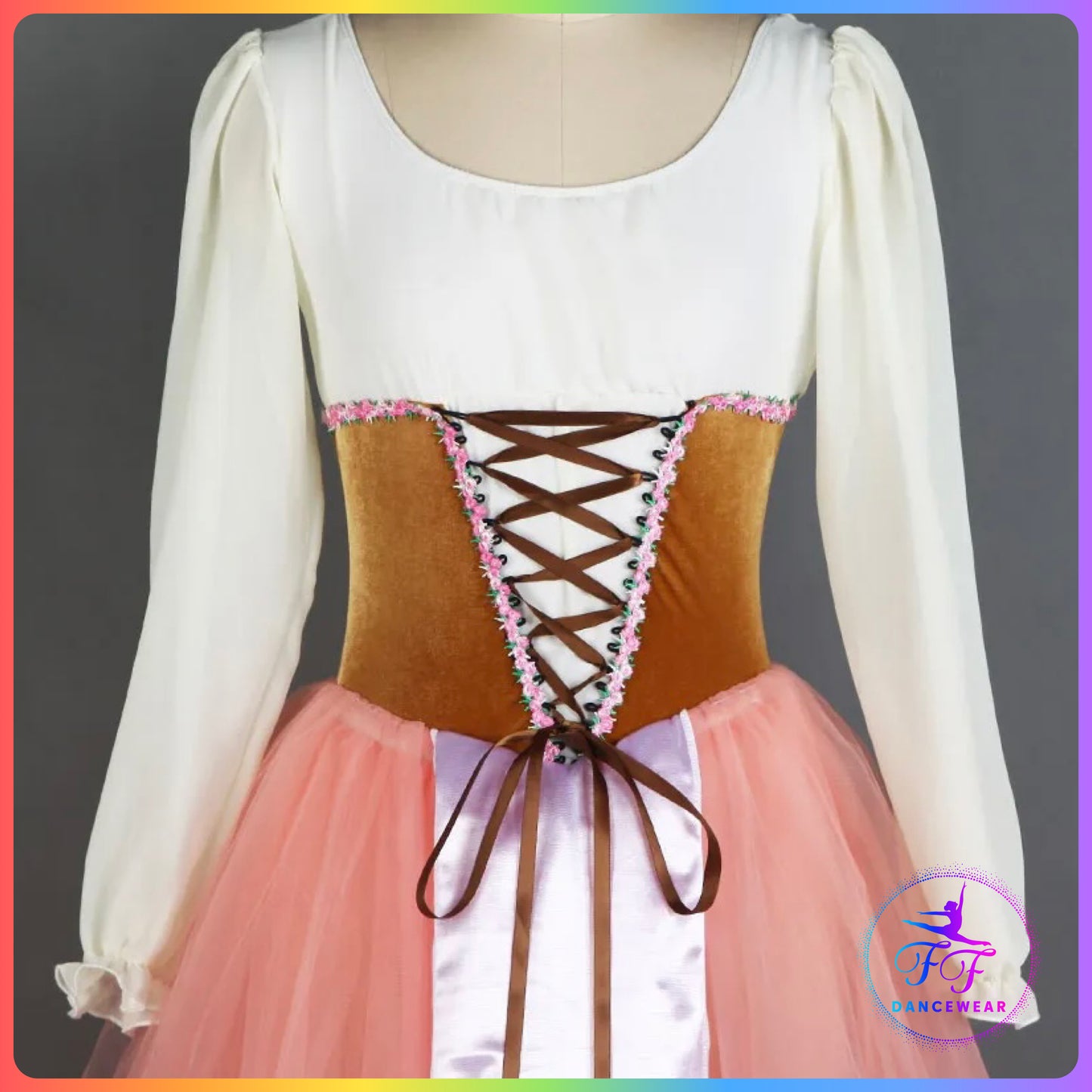 Long Sleeve Brown & Pink Romantic Tutu (Child & Adult Sizes)