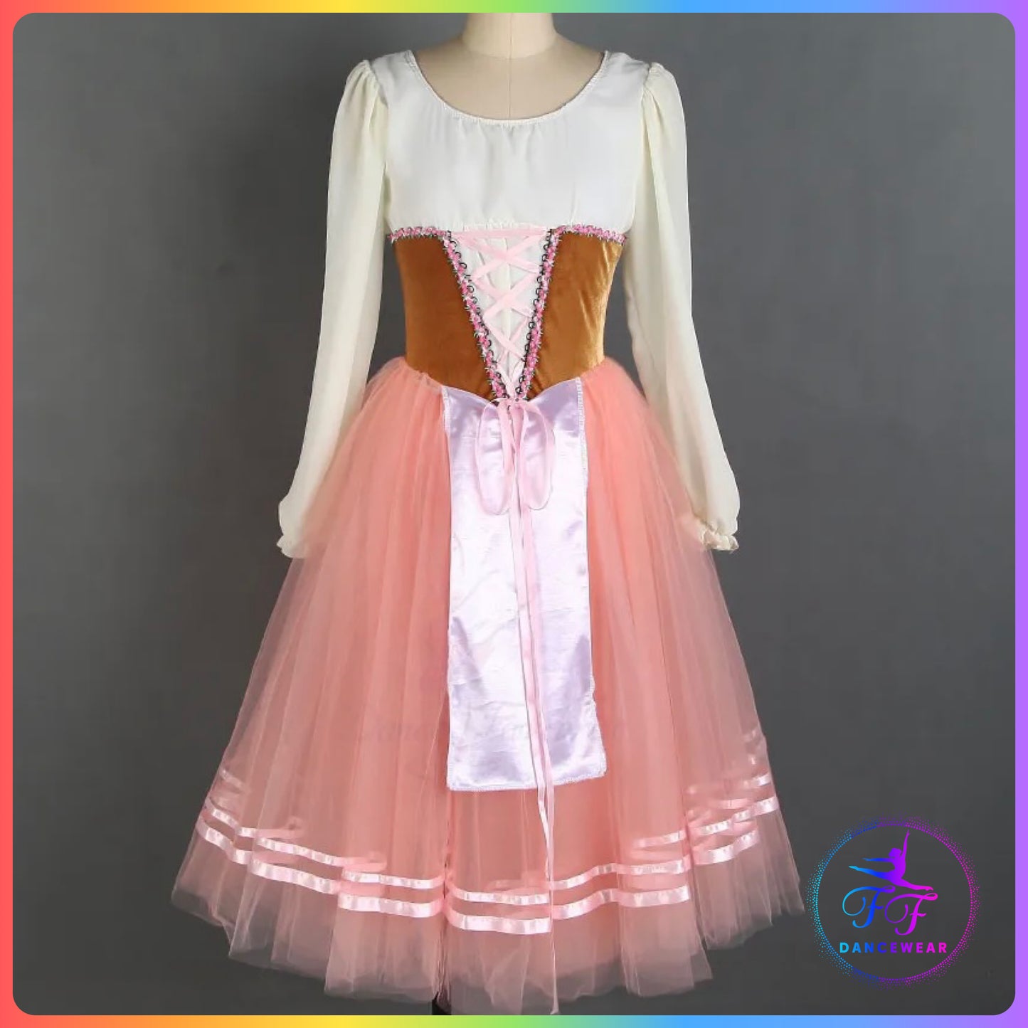 Long Sleeve Brown & Pink Romantic Tutu (Child & Adult Sizes)