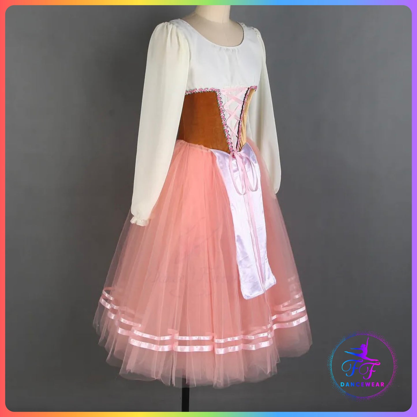 Long Sleeve Brown & Pink Romantic Tutu (Child & Adult Sizes)