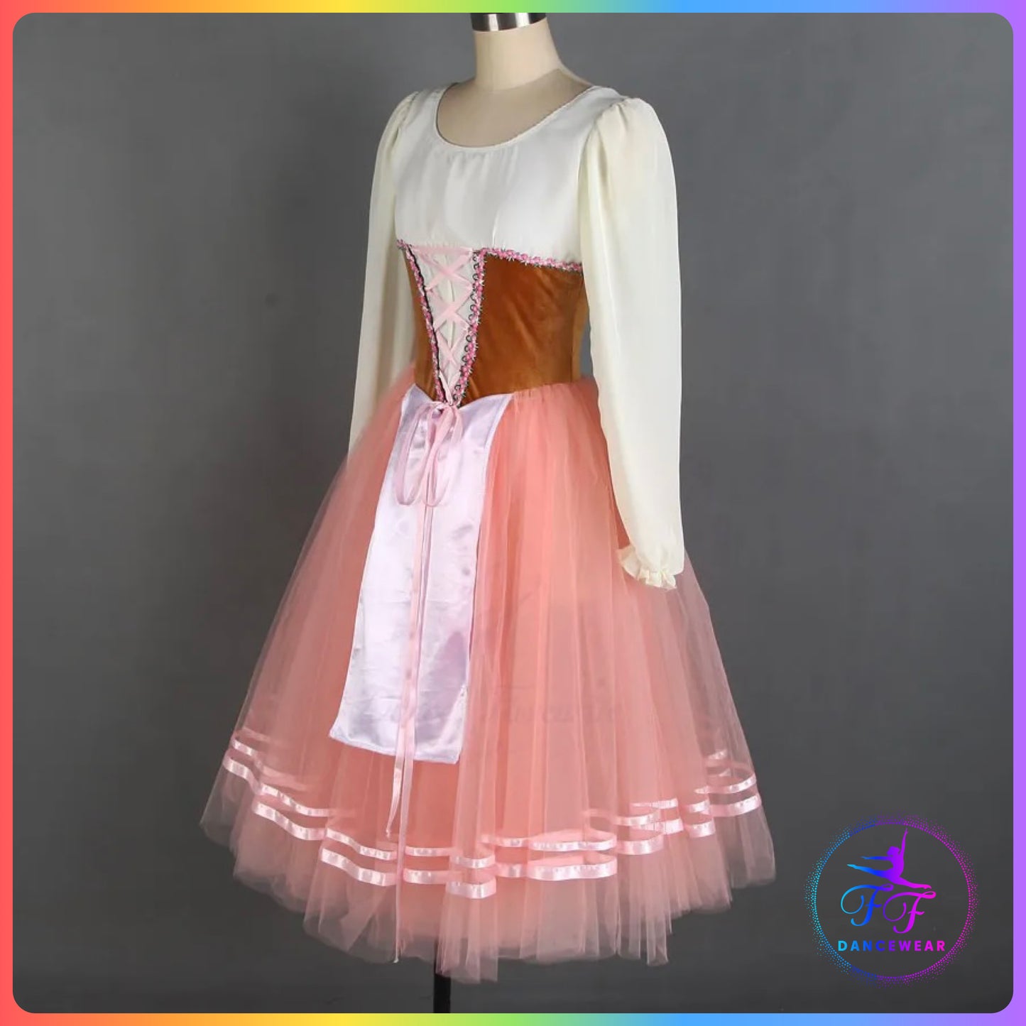 Long Sleeve Brown & Pink Romantic Tutu (Child & Adult Sizes)