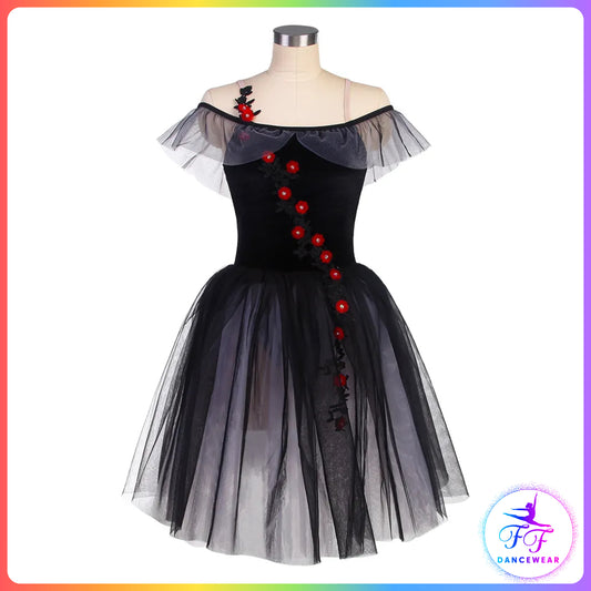 Black Off the Shoulder Romantic Tutu (Child & Adult Sizes)
