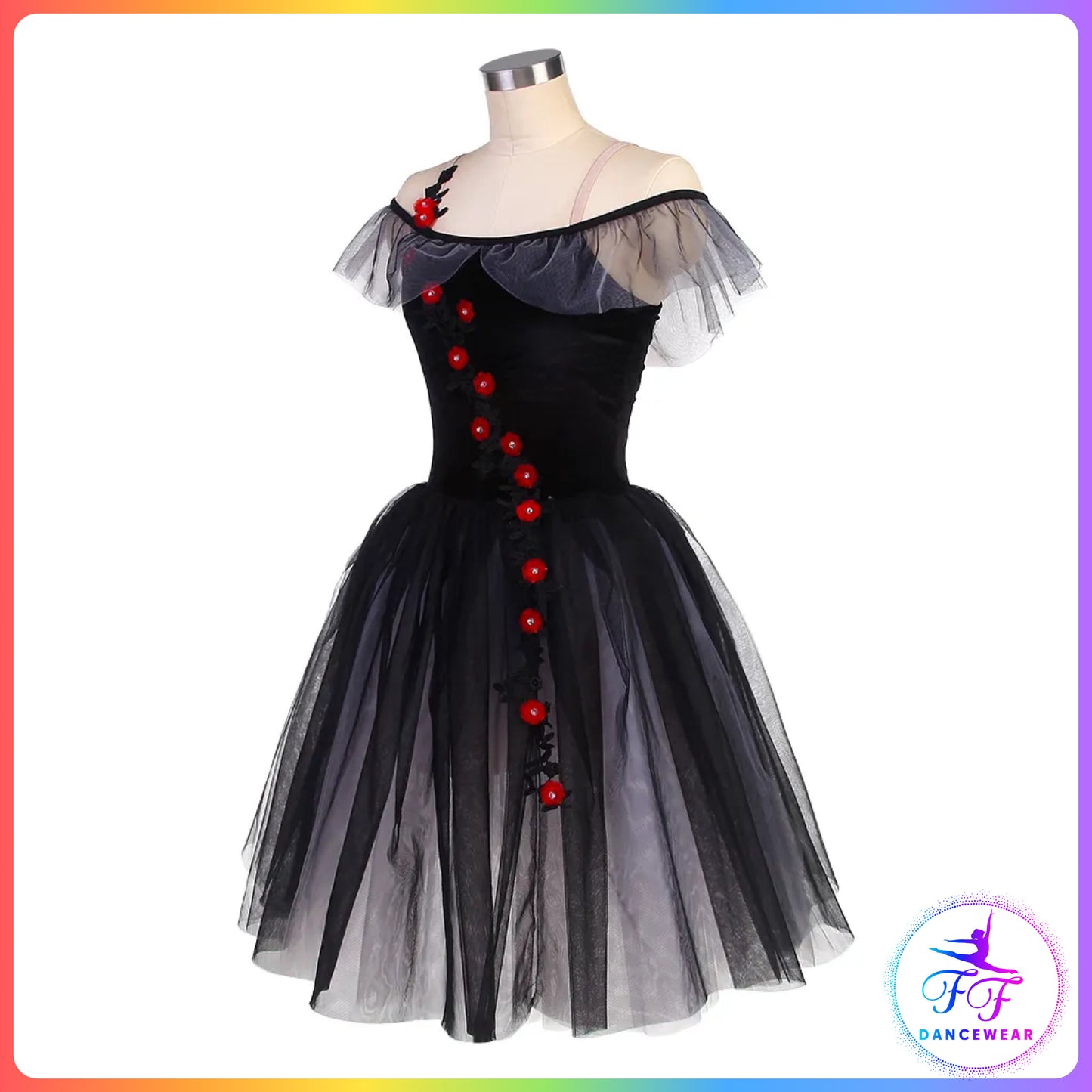 Black Off the Shoulder Romantic Tutu (Child & Adult Sizes)