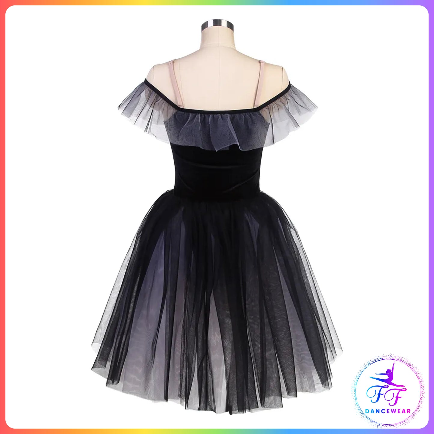 Black Off the Shoulder Romantic Tutu (Child & Adult Sizes)