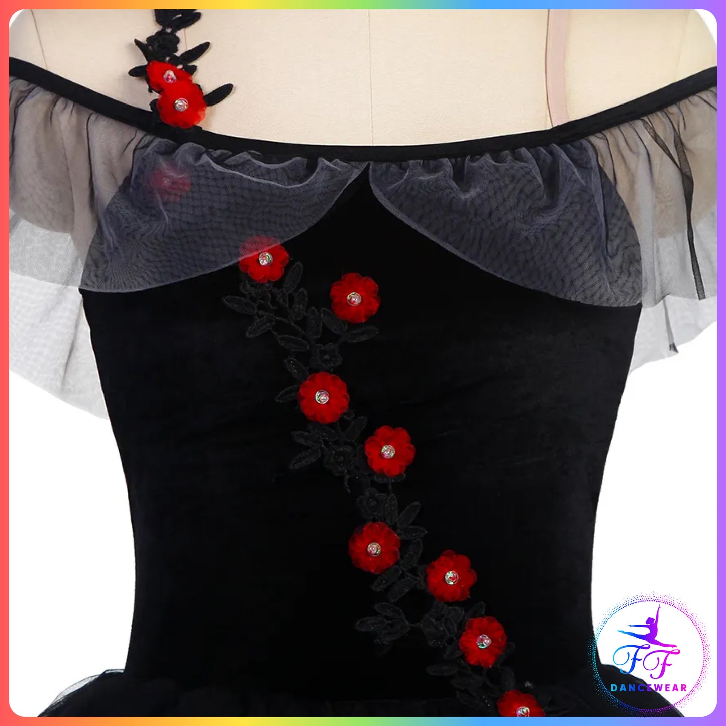 Black Off the Shoulder Romantic Tutu (Child & Adult Sizes)