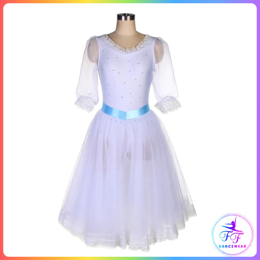White Mid-Length Puff Sleeve Style Romantic Tutu (Child & Adult Sizes)