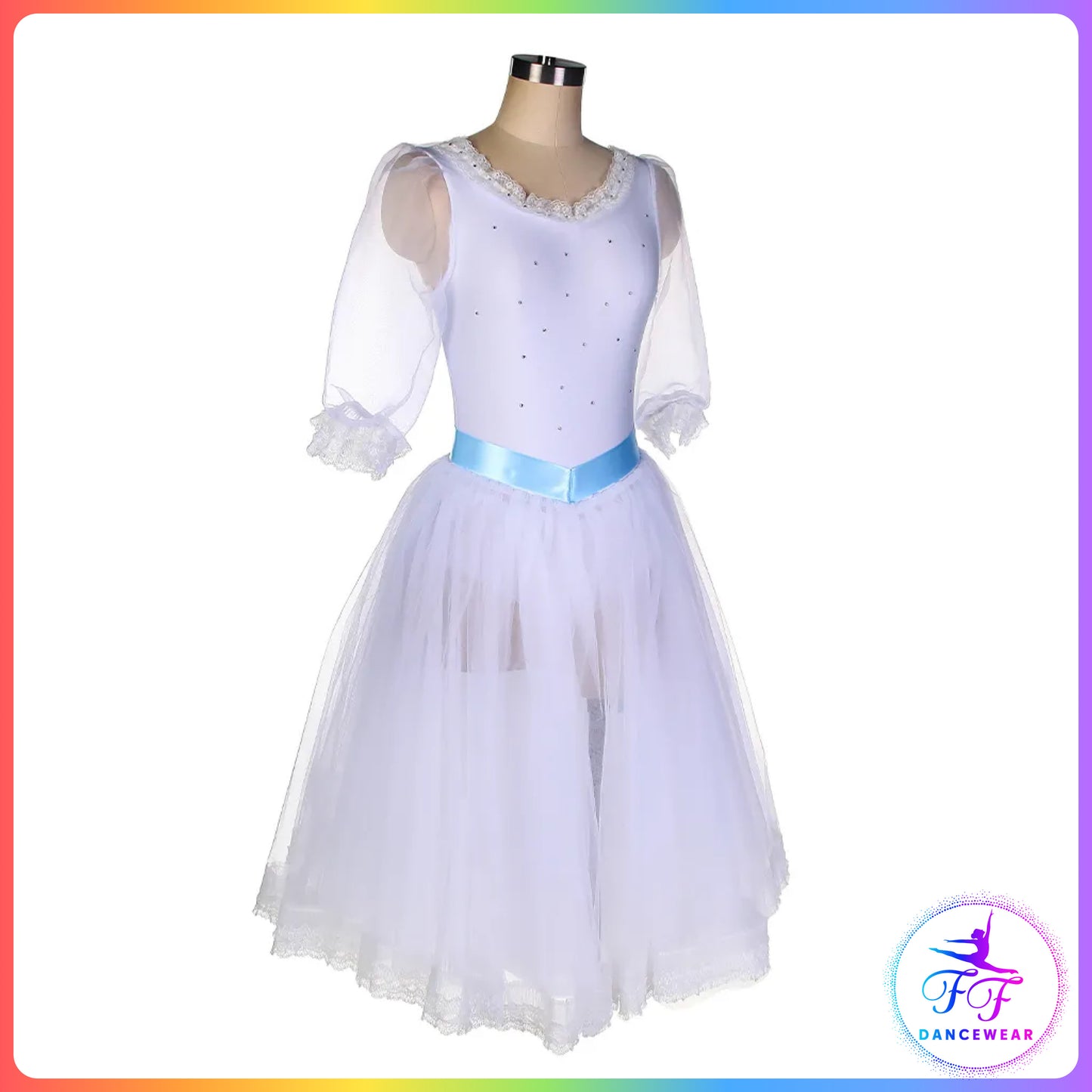 White Mid-Length Puff Sleeve Style Romantic Tutu (Child & Adult Sizes)