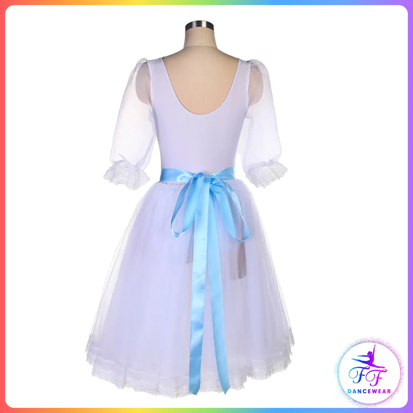 White Mid-Length Puff Sleeve Style Romantic Tutu (Child & Adult Sizes)