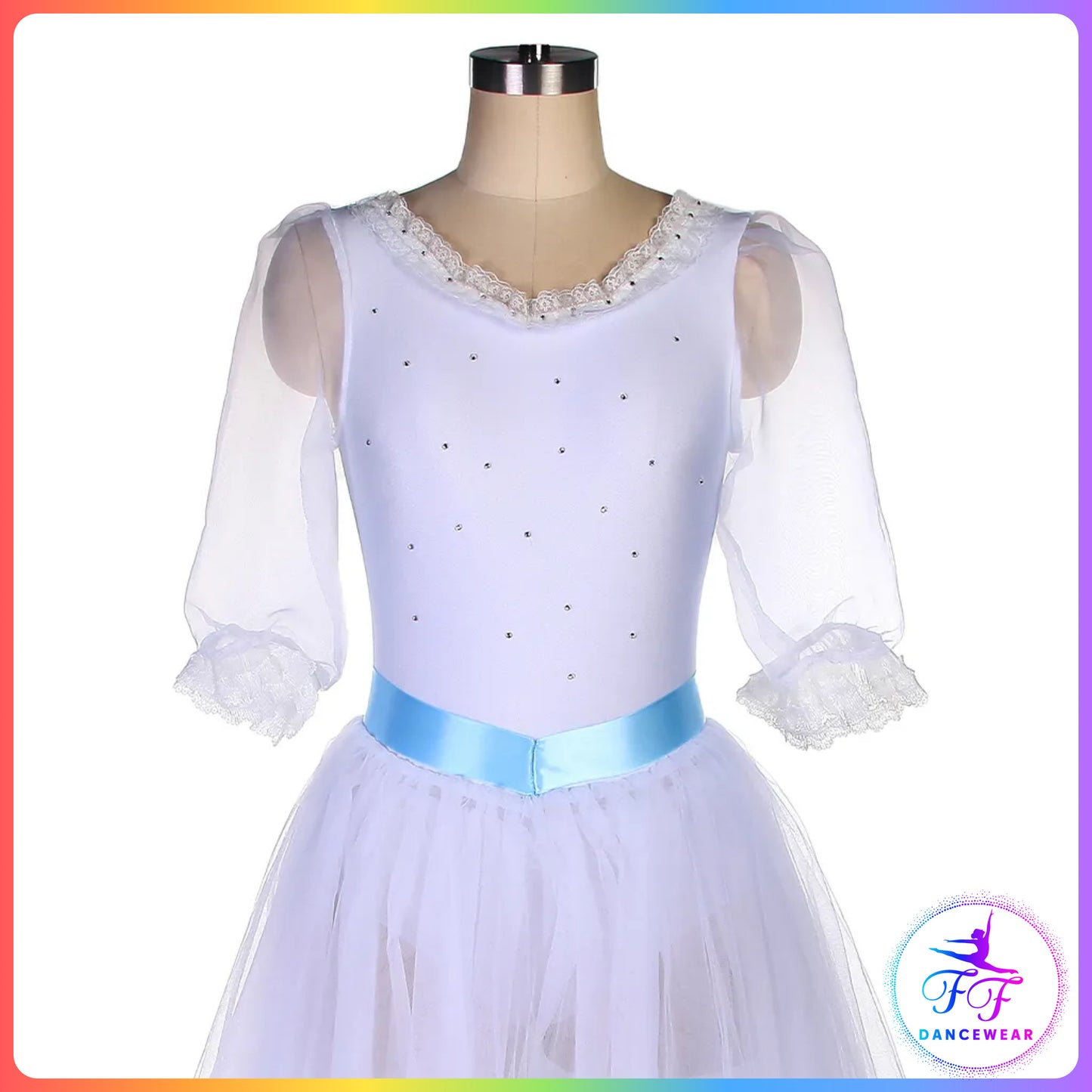 White Mid-Length Puff Sleeve Style Romantic Tutu (Child & Adult Sizes)