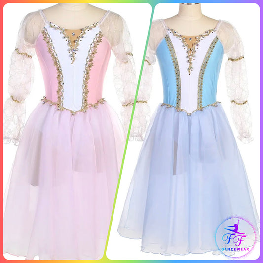 Long Sleeve Romantic Tutu in Blue or Pink (Child & Adult Sizes)