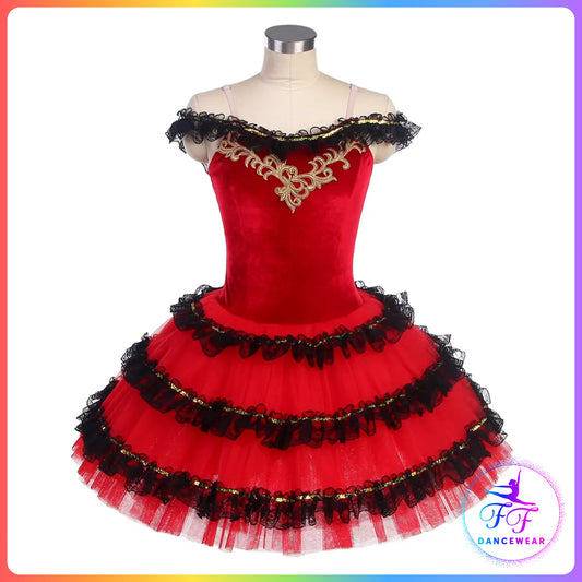 Red Spanish Style Bell Ballet Tutu (Child & Adult Sizes)