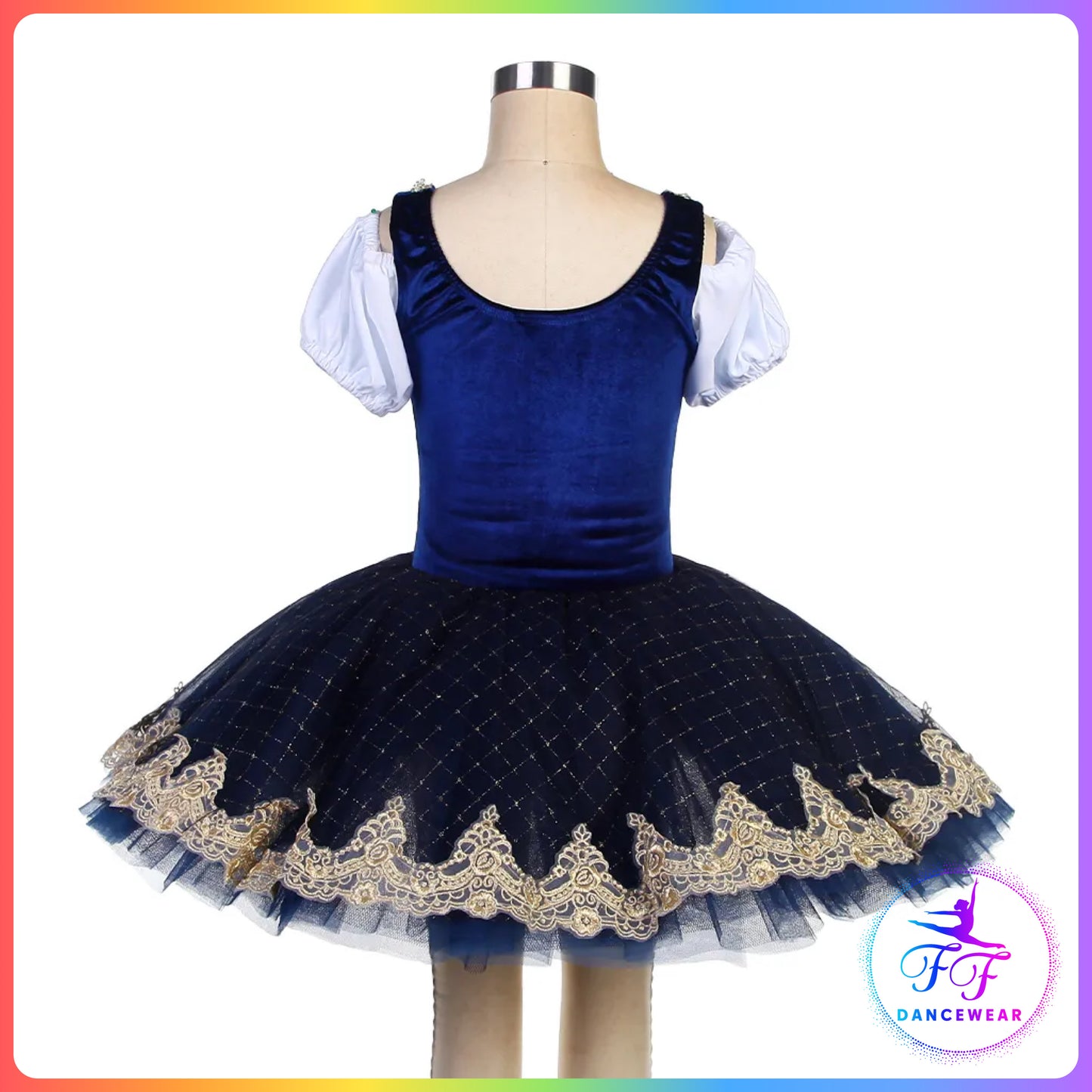 Blue Velvet Cold Shoulder Style Bell Ballet Tutu (Child & Adult Sizes)