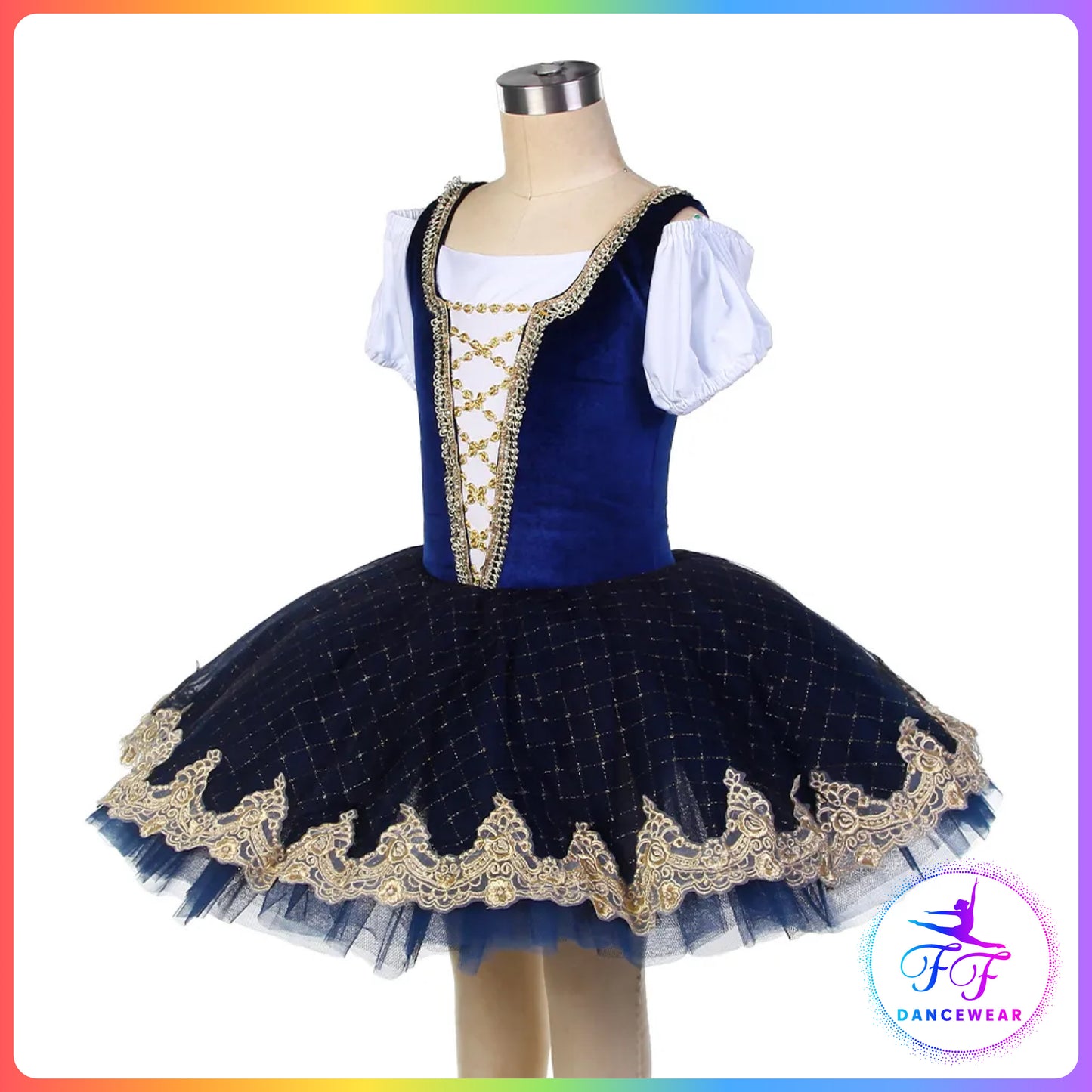 Blue Velvet Cold Shoulder Style Bell Ballet Tutu (Child & Adult Sizes)
